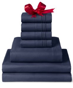 Juego de sábanas split king Mellanni - -Azul Marino