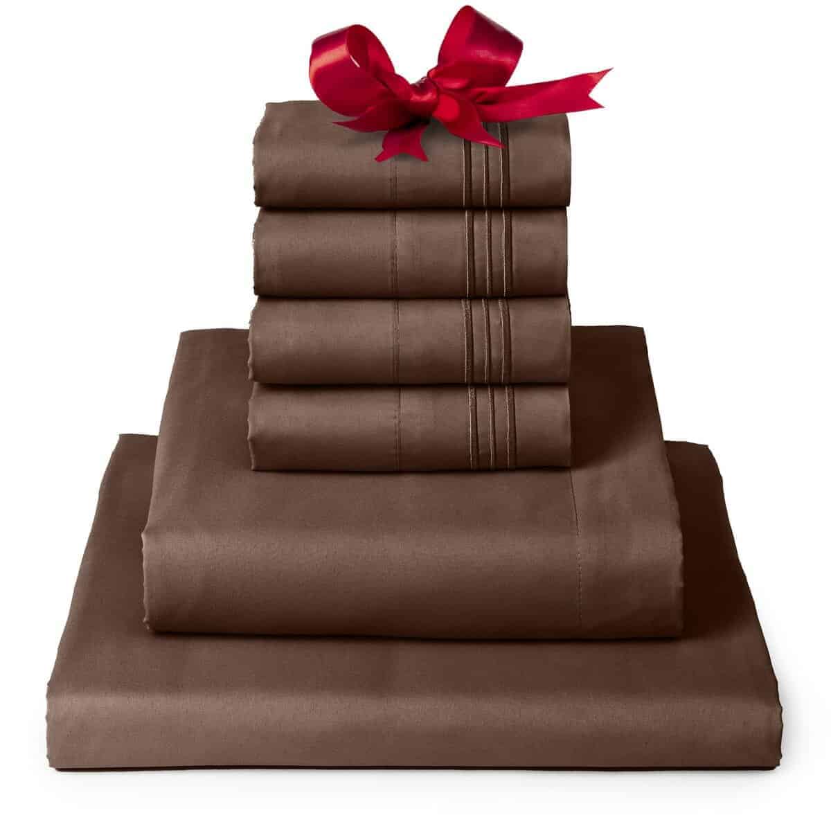 Juego de sábanas Queen Mellanni - Colección -Café