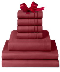 Juego de Sábanas Mellanni Split King - -Rojo Ladrillo