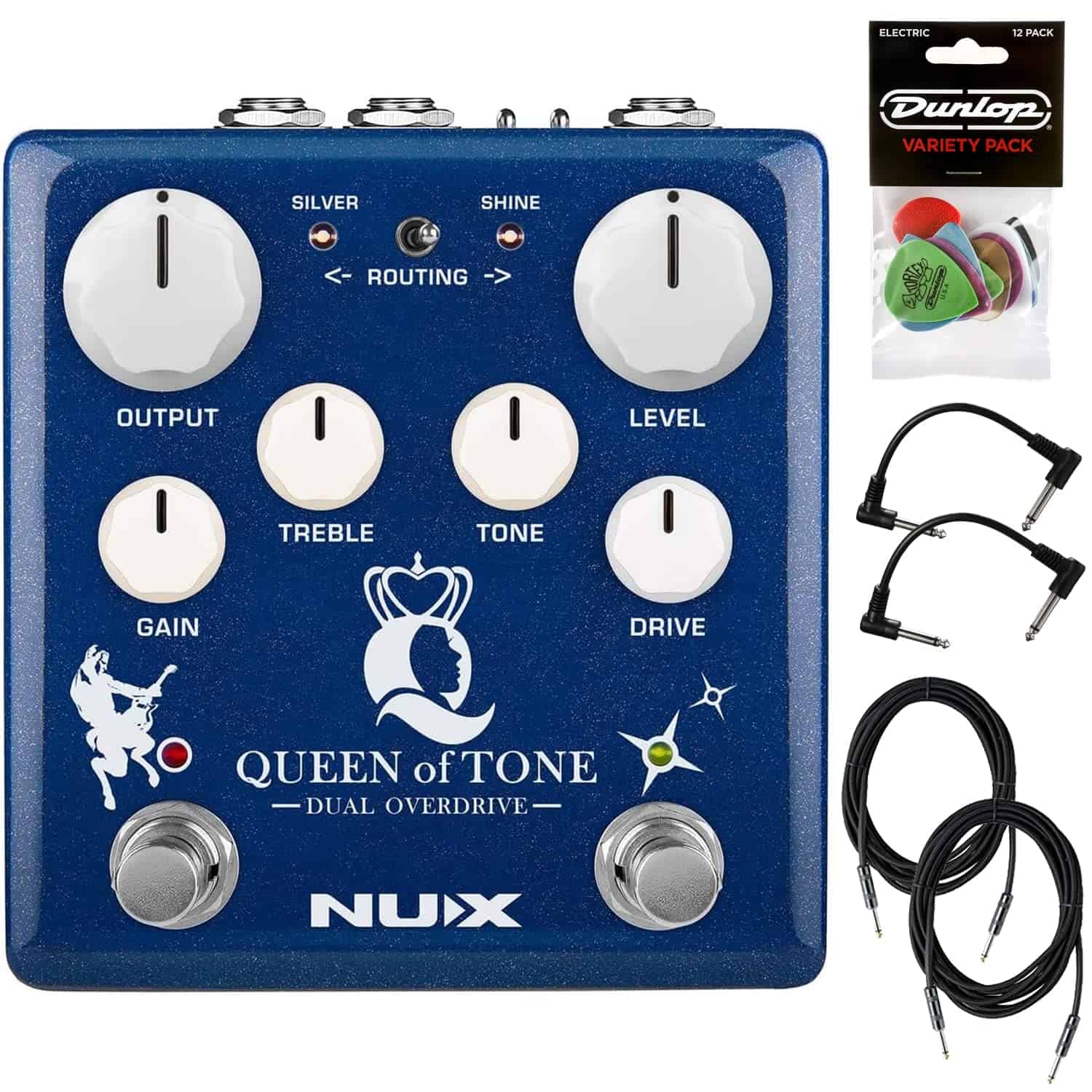 Pedal de doble overdrive NUX NDO-6 Queen of Tone - Bundle