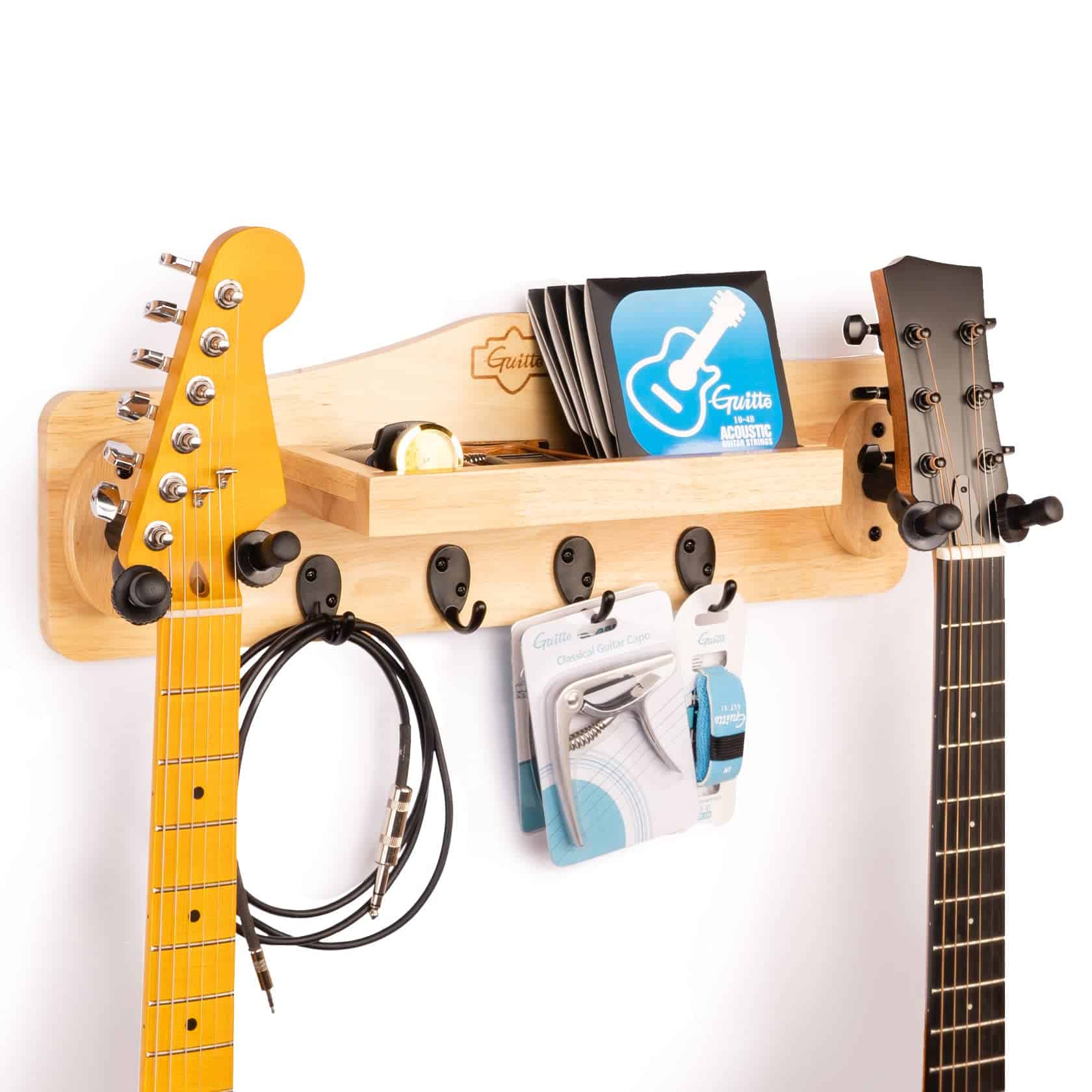 Soporte de Pared para Guitarra GUITTO con Estante de Madera