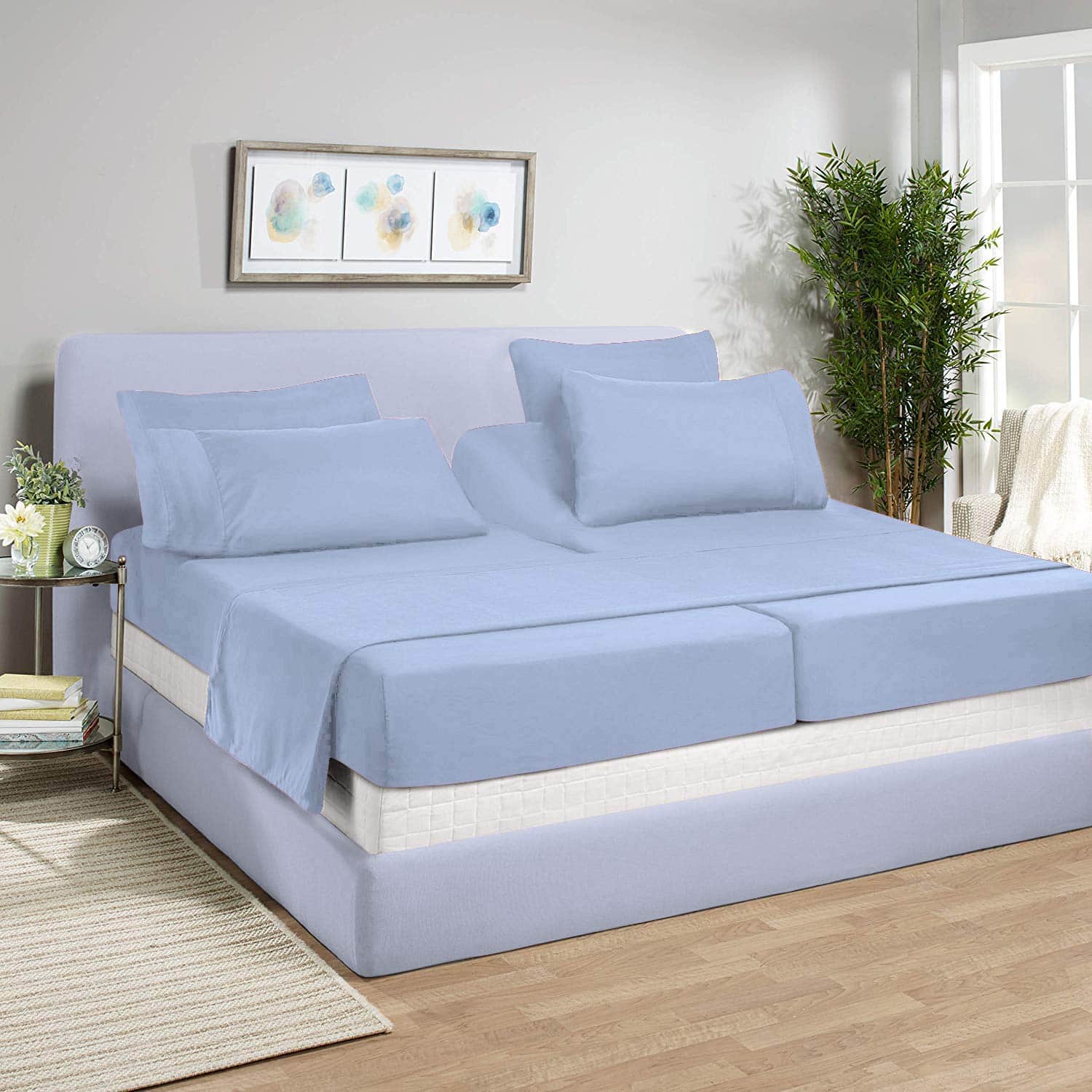 Juego de Sábanas Divididas para Cama -Azul Claro