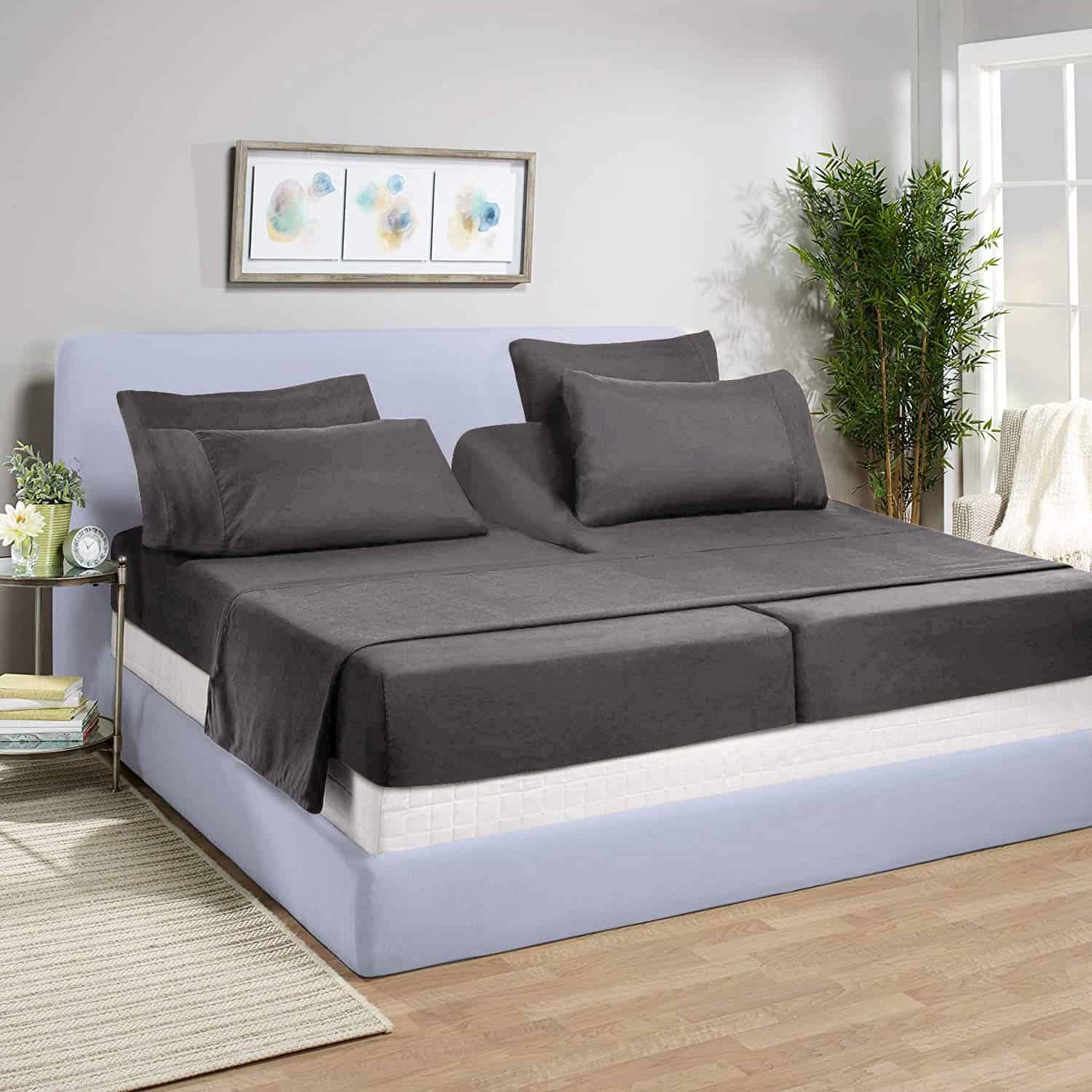 Juego de sábanas para cama ajustable Split -Gris Oscuro