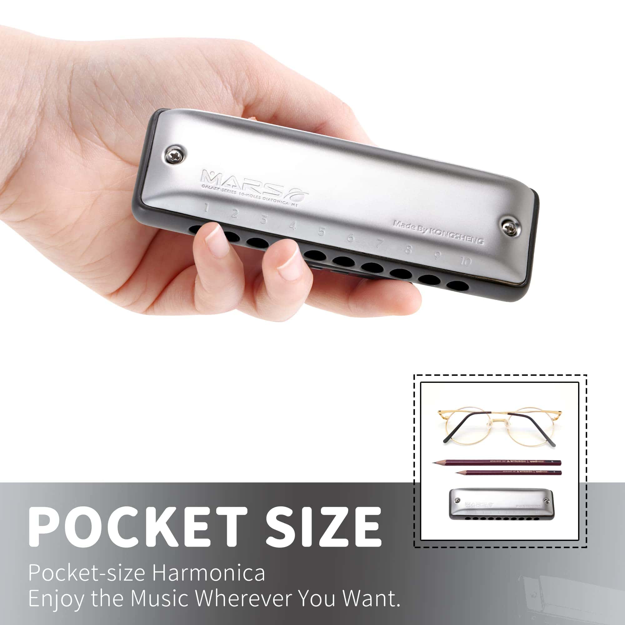 Armónica KONGSHENG Mars, Armónica de Blues -Gris - Imagen 5