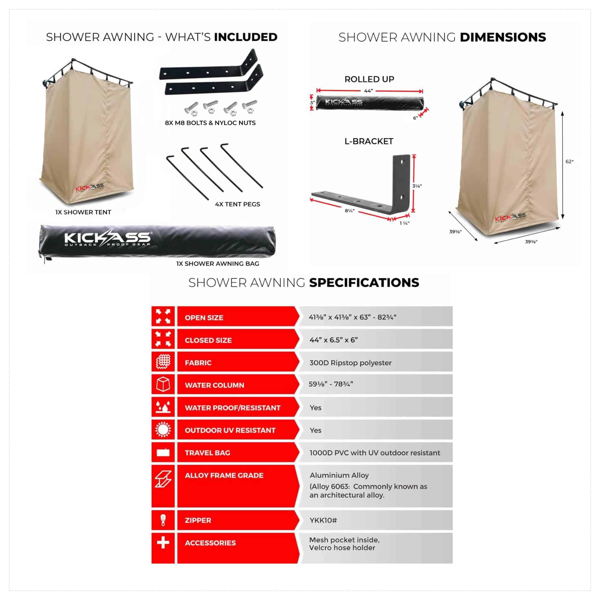 Tienda de ducha instantánea KickAss Ensuite para acampar - Imagen 8