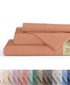 Juego de sábanas de percal 100% algodón Linen -Tera Clay