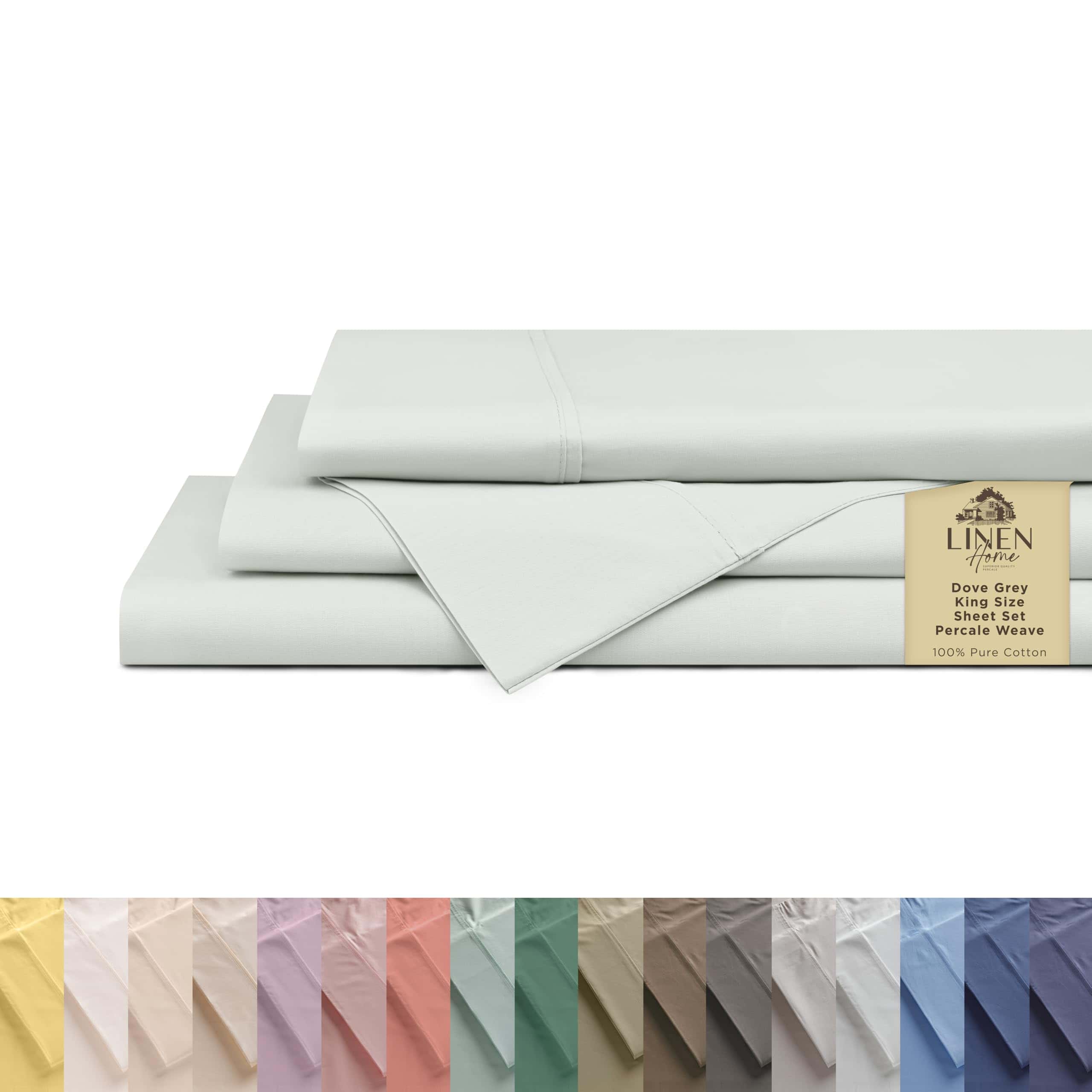 Juego de Sábanas de Algodón 100% Percale Linen -Gris Paloma