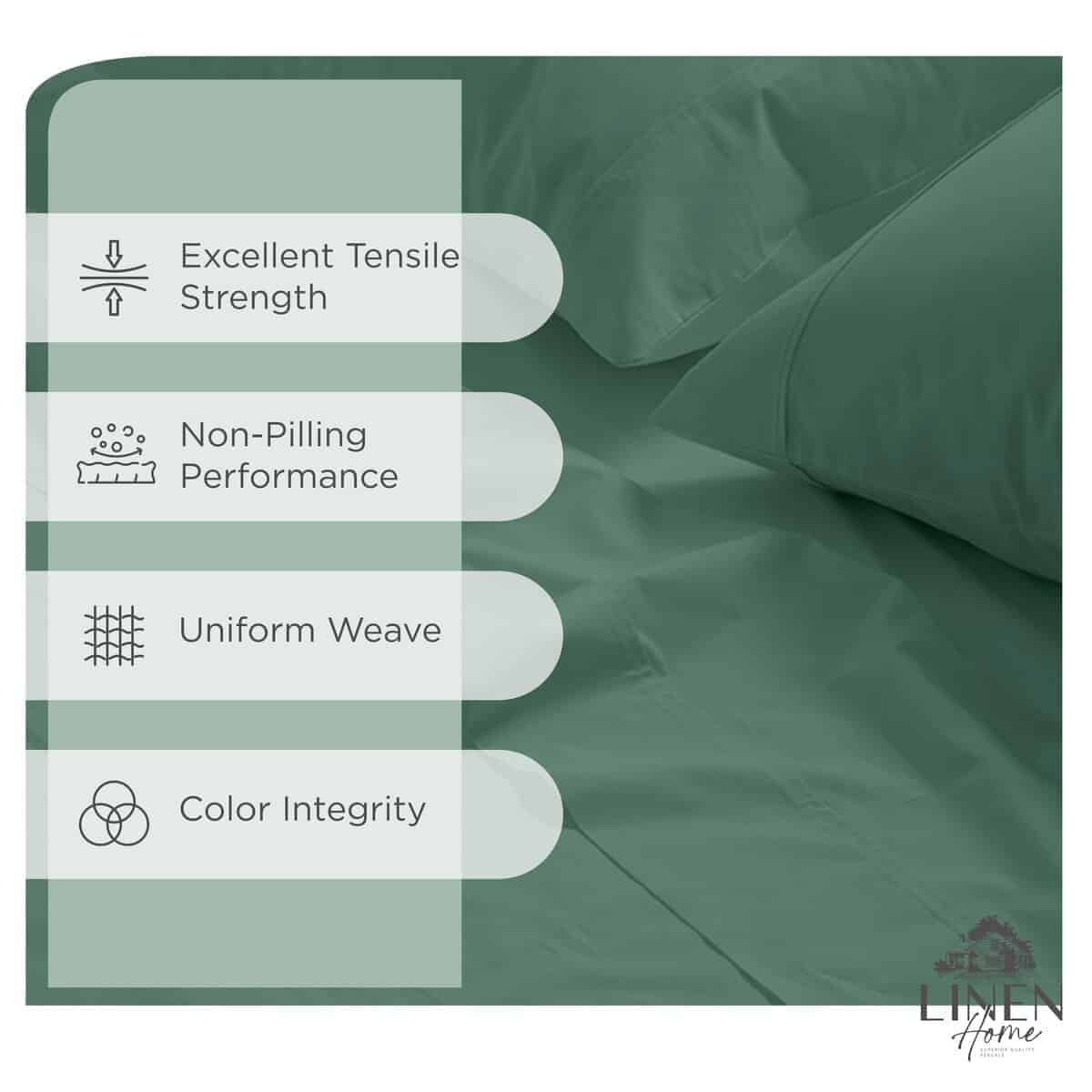 Juego de sábanas de algodón percal 100% -Verde Oscuro - Imagen 3