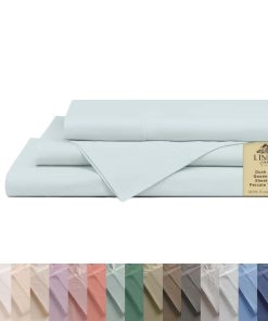 Juego de sábanas de algodón percal 100% Queen Size, Azul