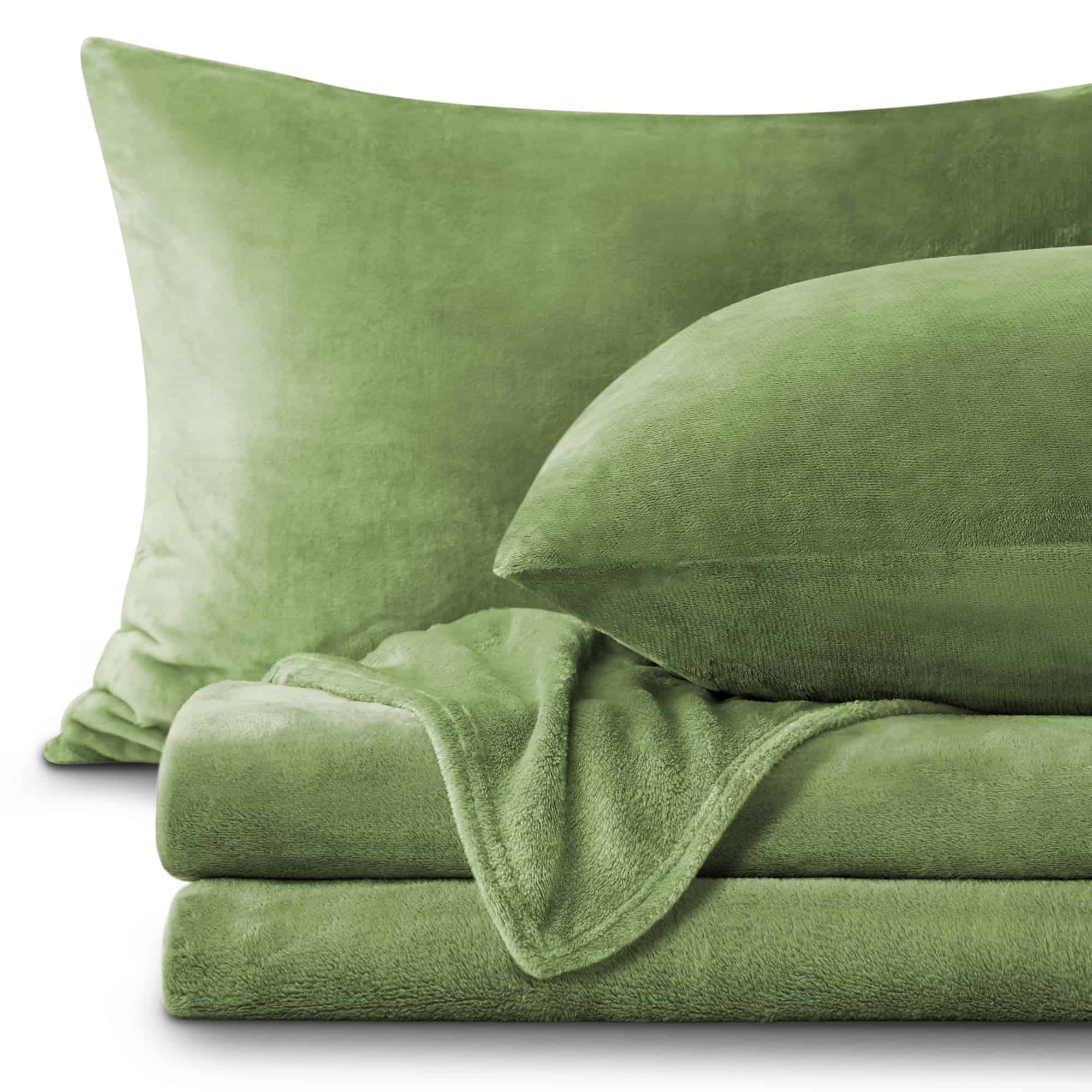 Juego de sábanas de franela tamaño king BEDELITE Sage Green