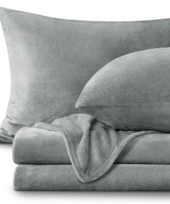 BEDELITE Juego de Sábanas de Franela Tamaño Individual Gris