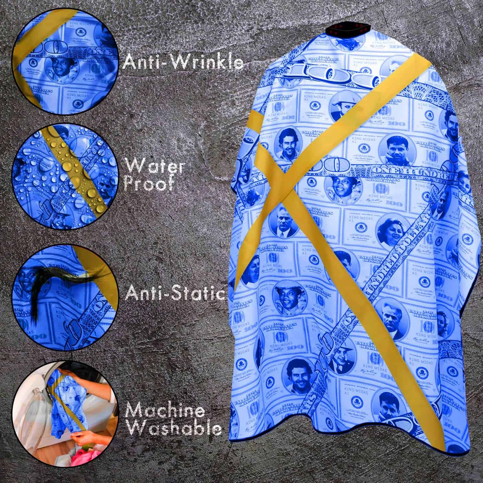 Capa de Barbero King Midas Empire Boss Money - -Azul - Imagen 4