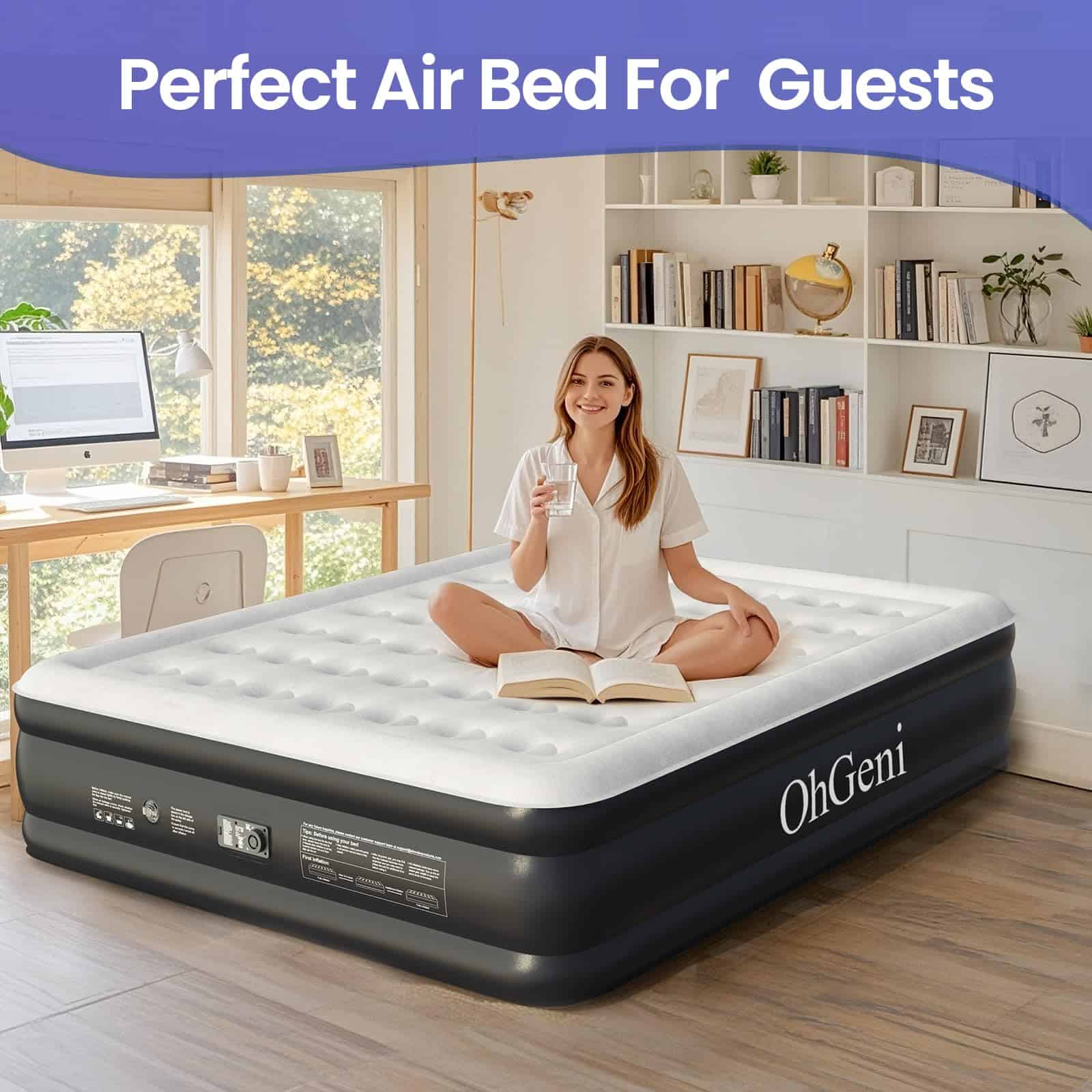 Colchón de aire OhGeni Cal King con bomba incorporada para - Imagen 8