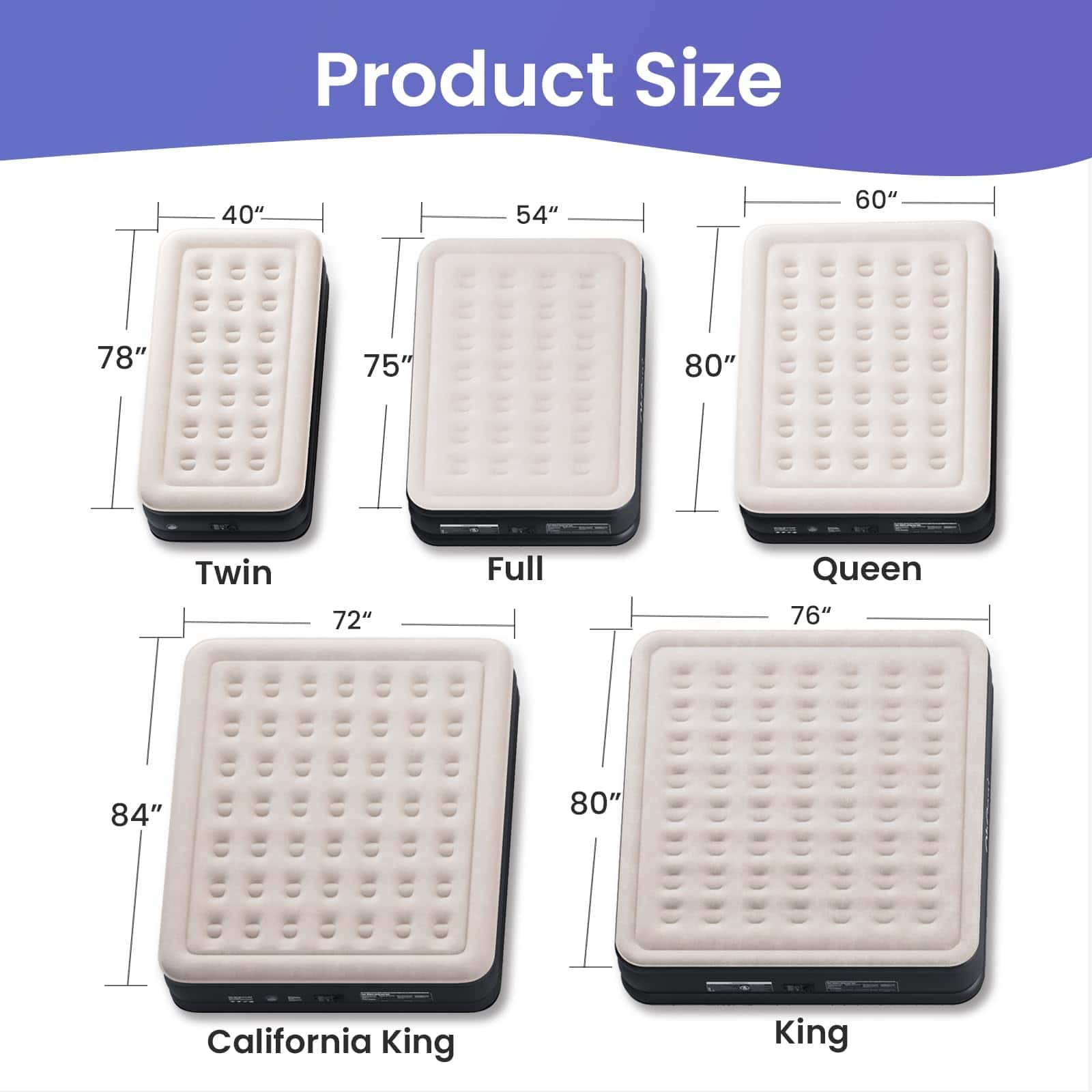 Colchón de aire OhGeni Cal King con bomba incorporada para - Imagen 7
