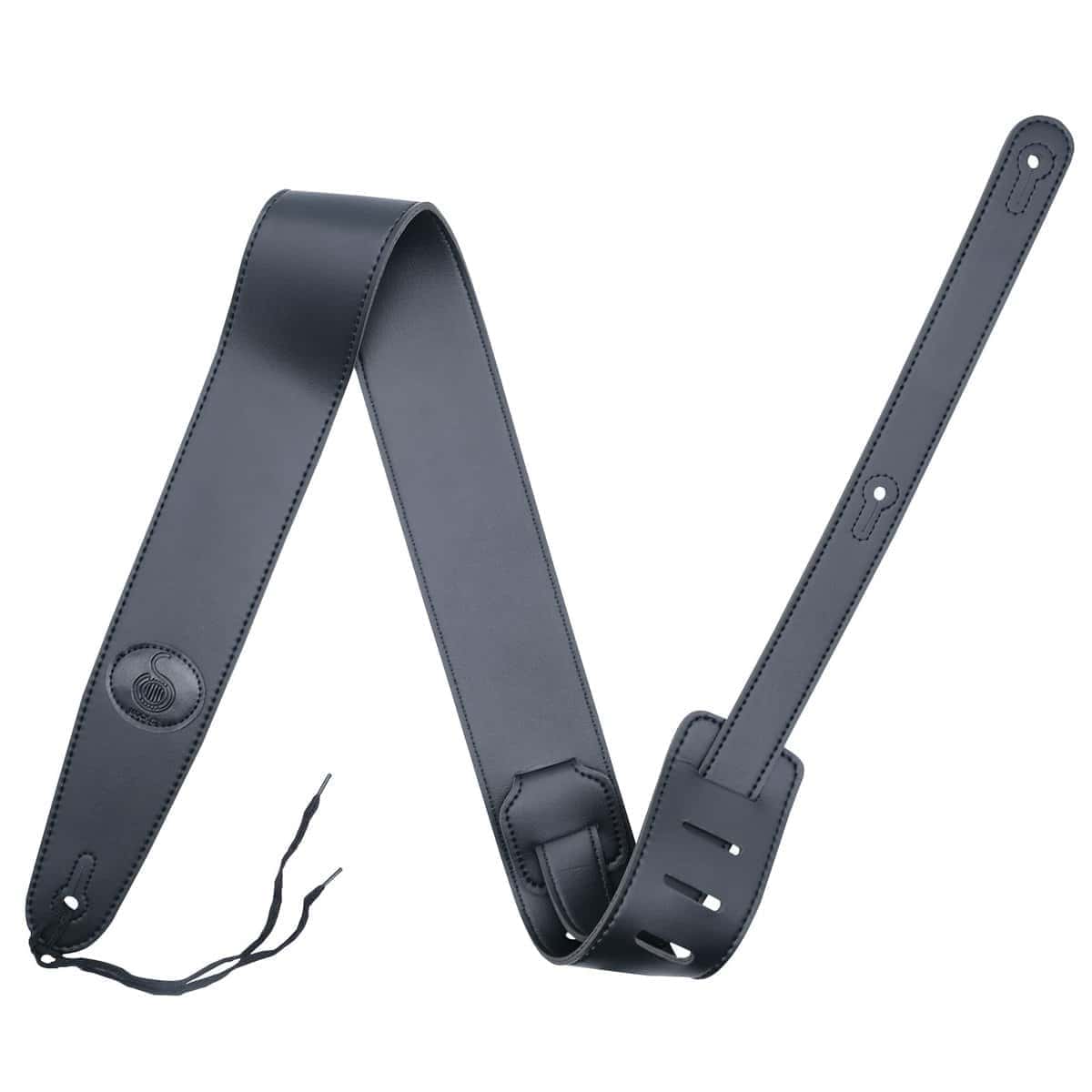 Correa de guitarra de cuero negro MOCK ST: Ajustable,