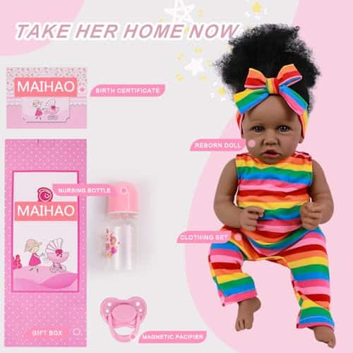 Muñecas Bebé Reborn Niña Negra con Cuerpo Blando Niñas - Imagen 7