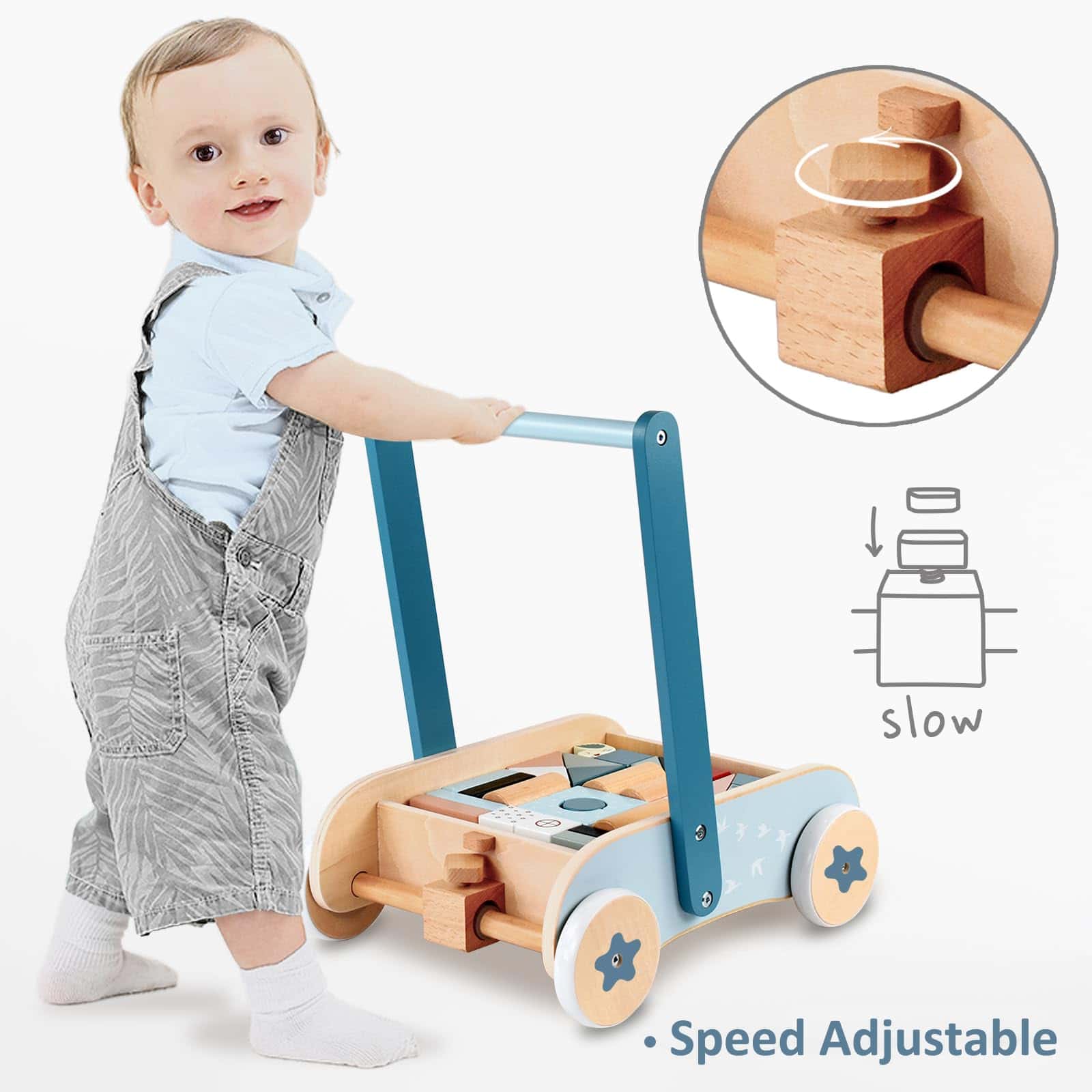 Par de Par de Madera Andador para Bebés, Andador de Empuje - Imagen 3