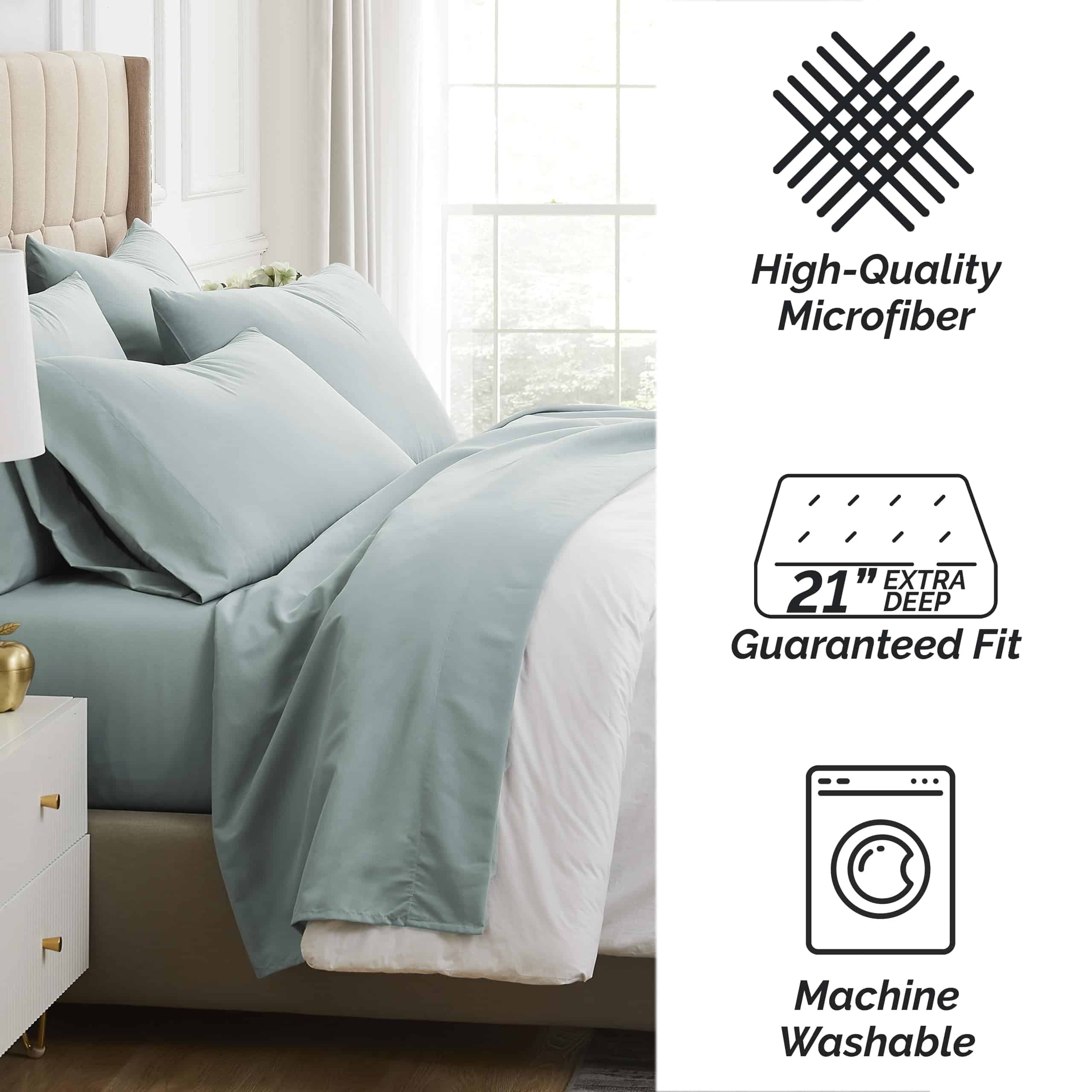 Juego de Sábanas de 6 Piezas Southshore Fine -Azul Cielo - Imagen 7