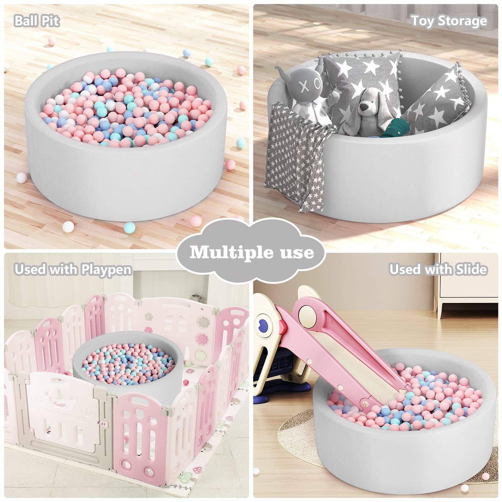 ZOEFOYS Foam Ball Pits para Niños Pequeños, -Gris - Imagen 6