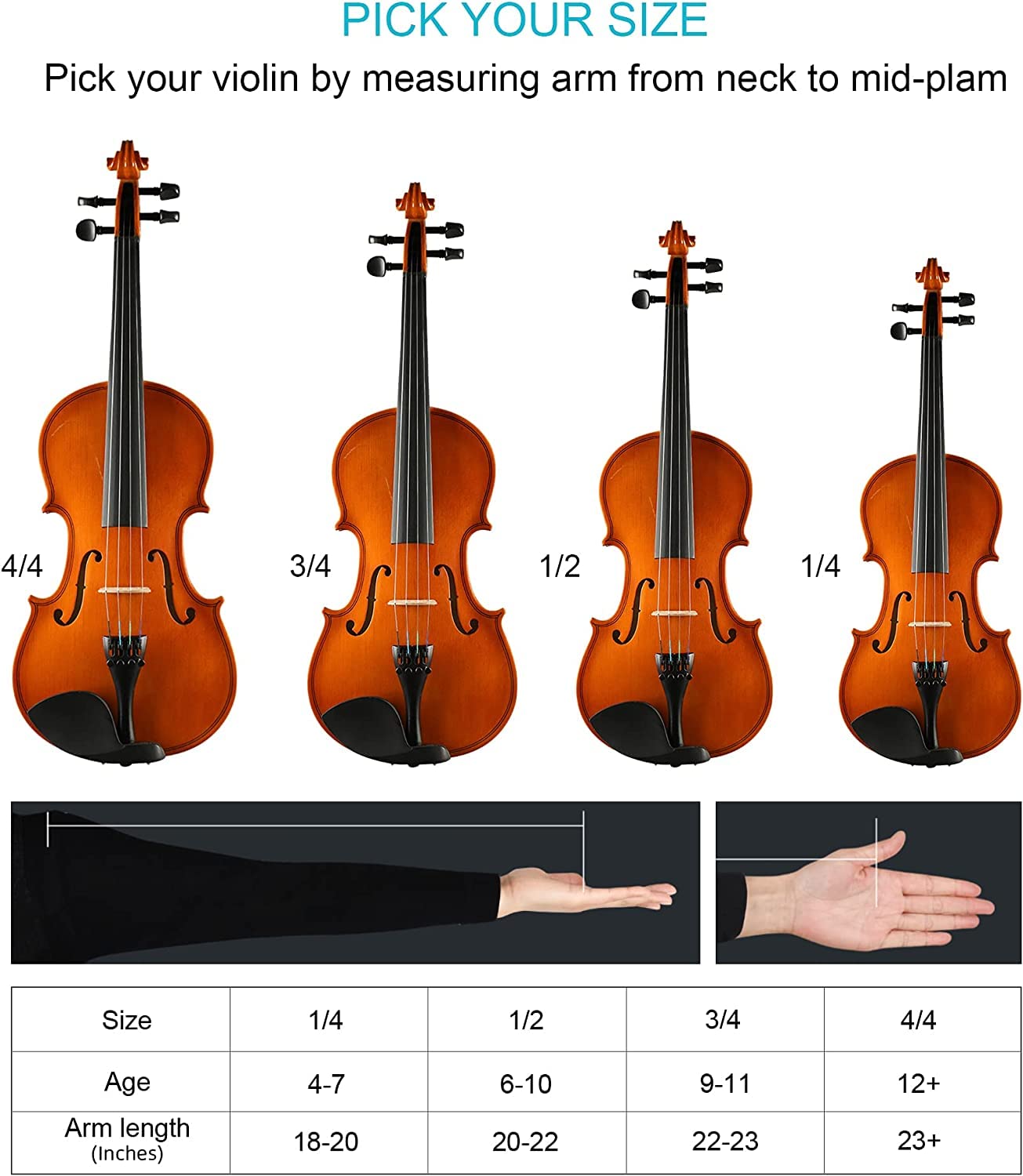 Violín 4/4 KAYATA para Principiantes, Niños y Adultos - Kit - Imagen 8