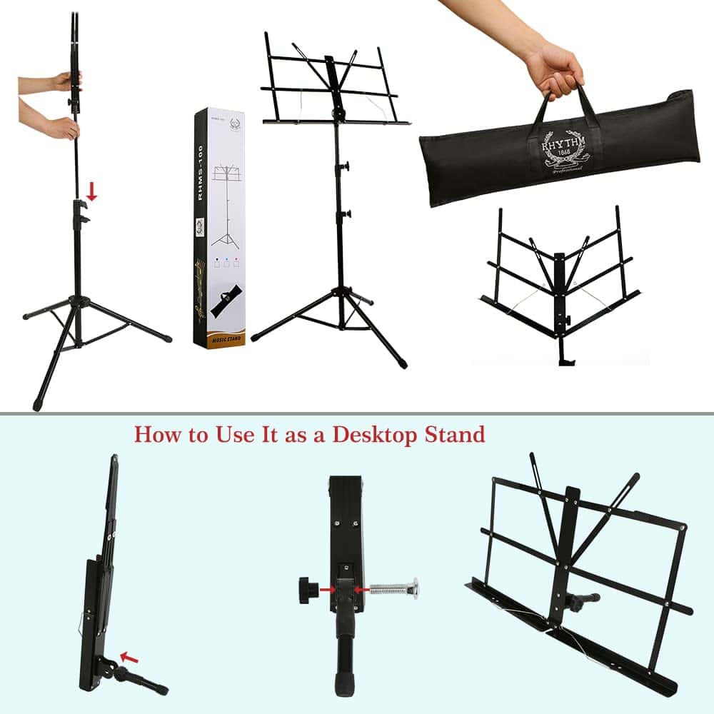 Atril de música Rhythm, Atril de partitura plegable 2 en 1 - Imagen 7