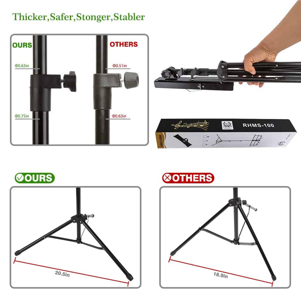 Atril de música Rhythm, Atril de partitura plegable 2 en 1 - Imagen 5