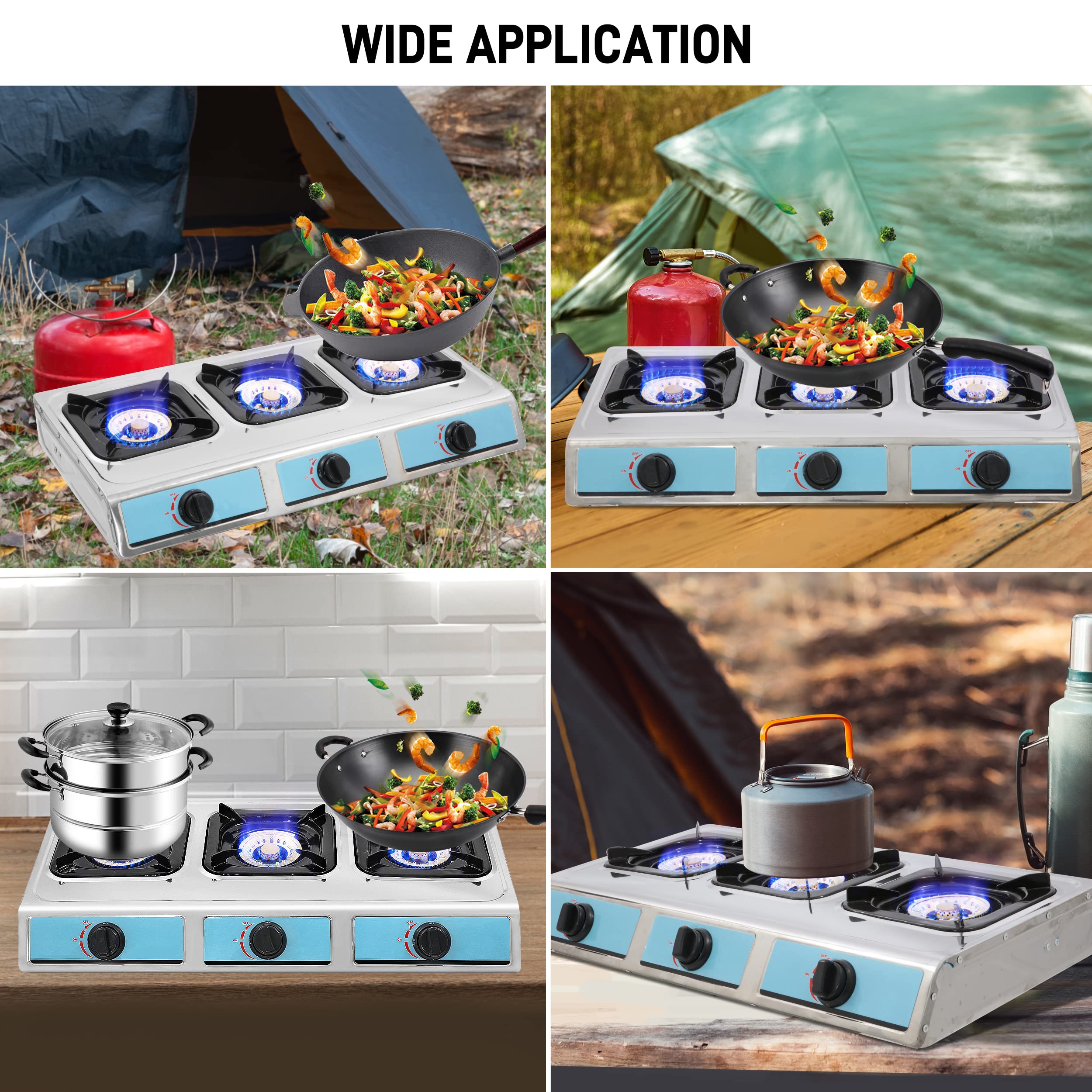 Estufa de Gas Propano, Estufa de Gas de 3 Quemadores Estufa - Imagen 8