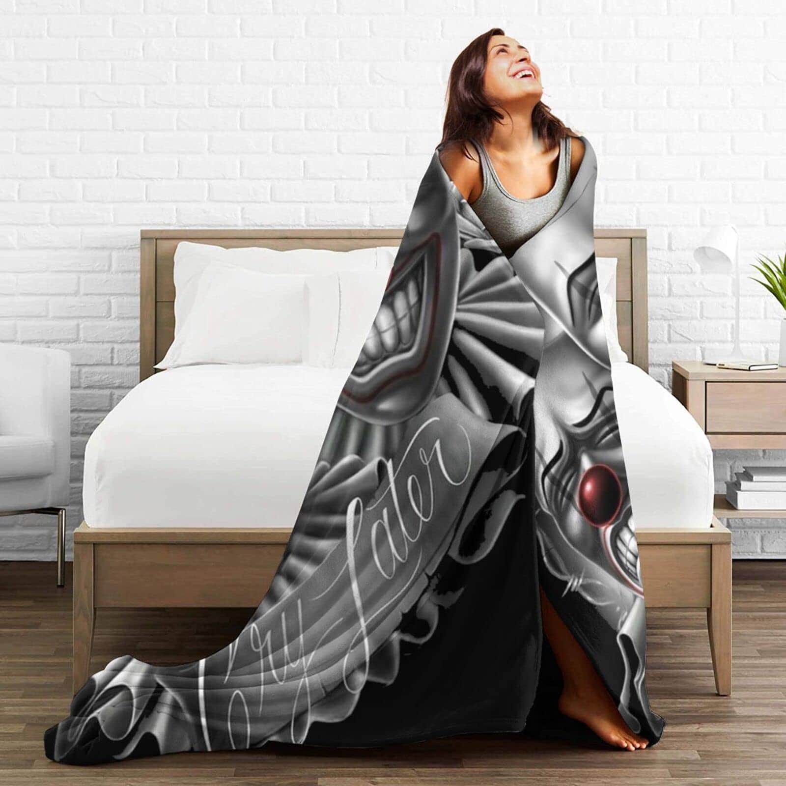 Manta de Franela con Caras de Payasos Moyjugt Smile Now Cry - Imagen 7