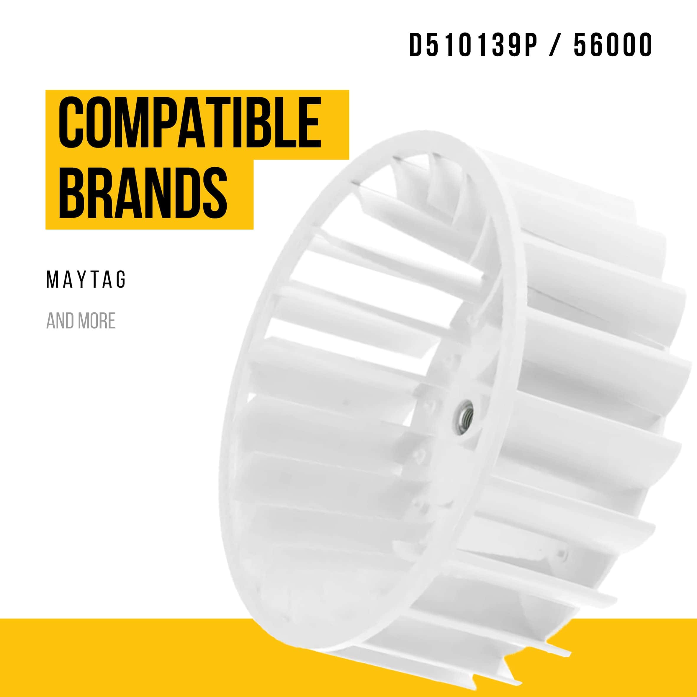 Rueda del soplador de secadora D510139P - Reemplaza - Imagen 3