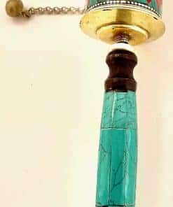 Rueda de Oración Budista Tibetana Tallada a Mano en Cobre