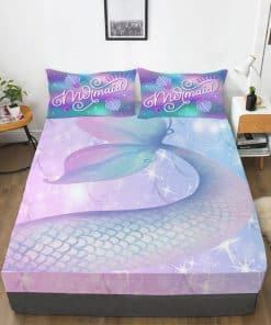 Juego de sábanas de cola de sirena de arco iris completo