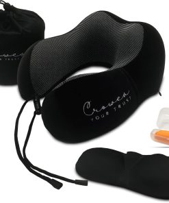 Almohada de Viaje Crowea para Aviones y Autos con Antifaz,