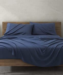 Juego de sábanas COMFLIVE, fibra fresca de -Azul marino