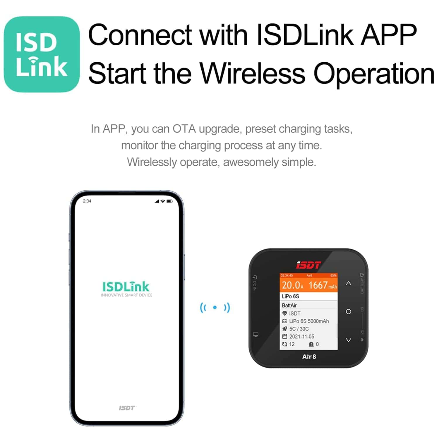 Cargador de baterías ISDT Air8 Battair Lipo DC 20A 500W con - Imagen 6