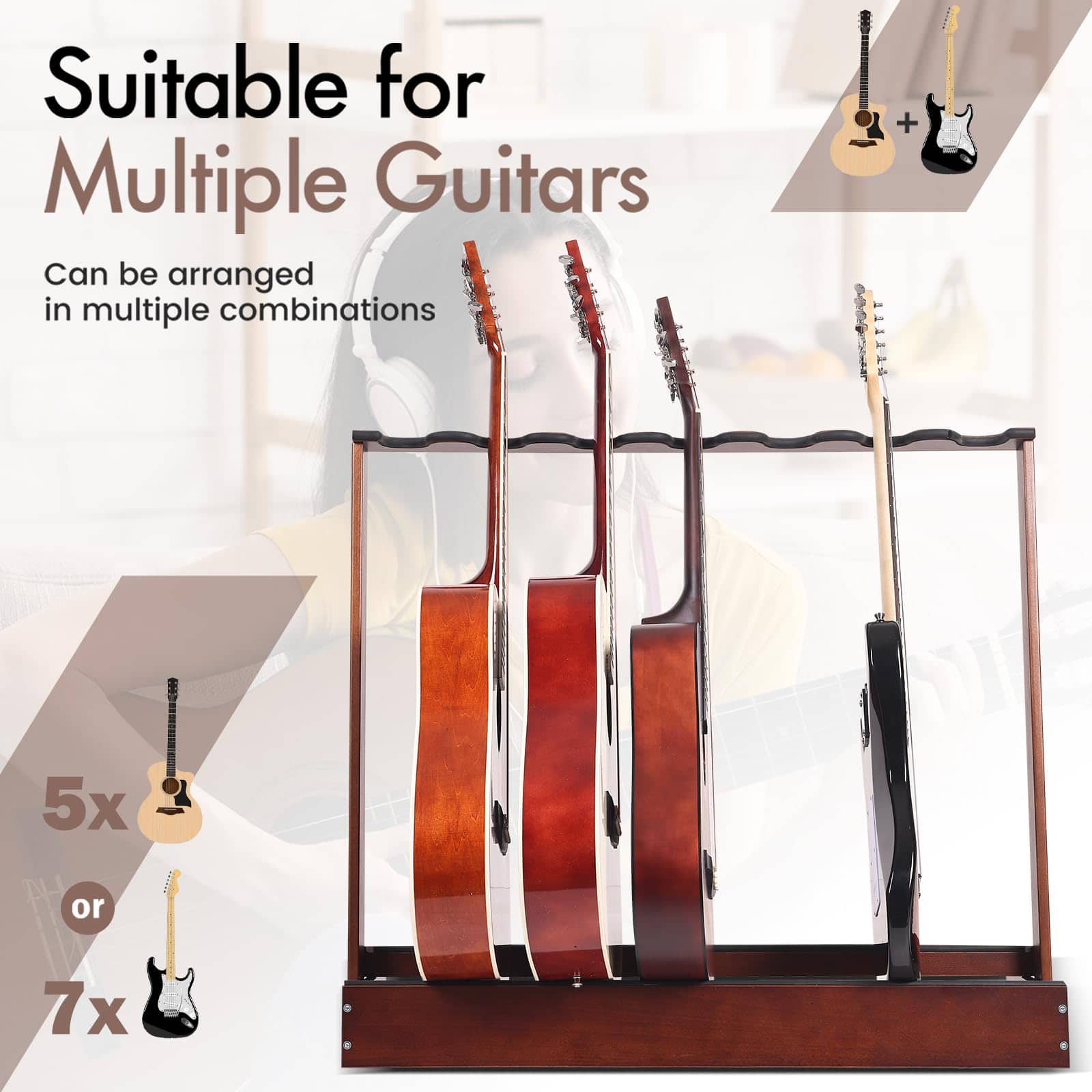 verovita Soporte de Guitarra para Múltiples Guitarras, - Imagen 5