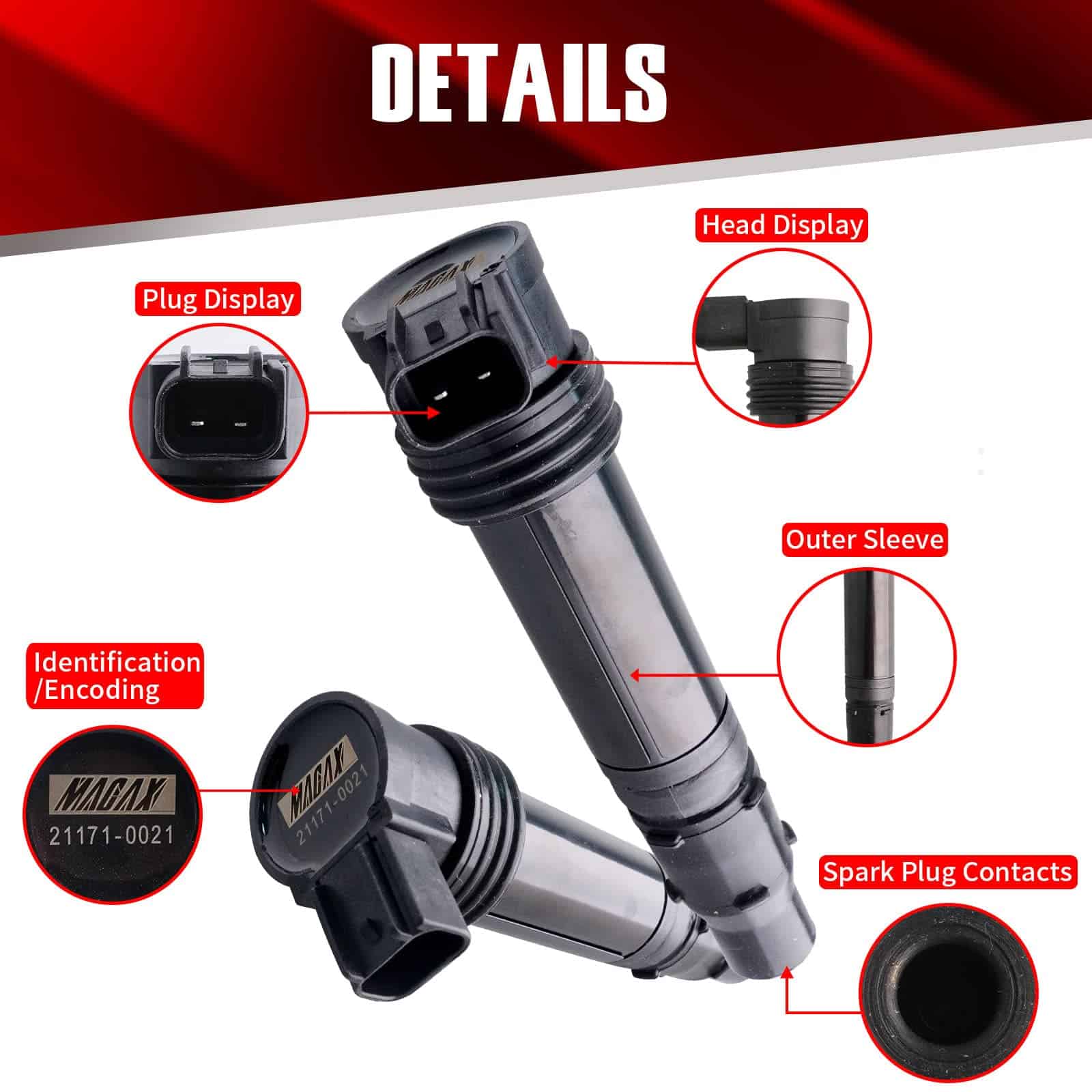 MACAX Set de 4 Bobinas de Encendido F6T570 Compatible con - Imagen 5