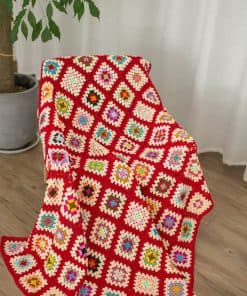 RISEON Manta de Ganchillo Cuadrado de la -Rojo