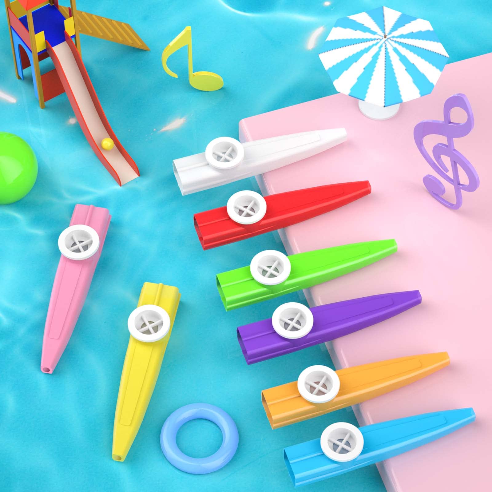 80 pcs 8 Colores Plástico Kazoos Instrumentos Musicales - Imagen 5