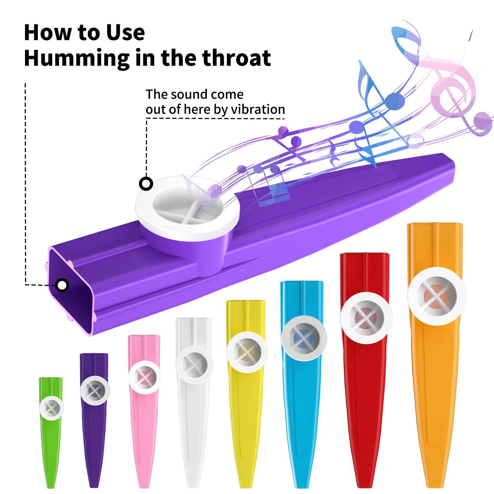 80 pcs 8 Colores Plástico Kazoos Instrumentos Musicales - Imagen 7