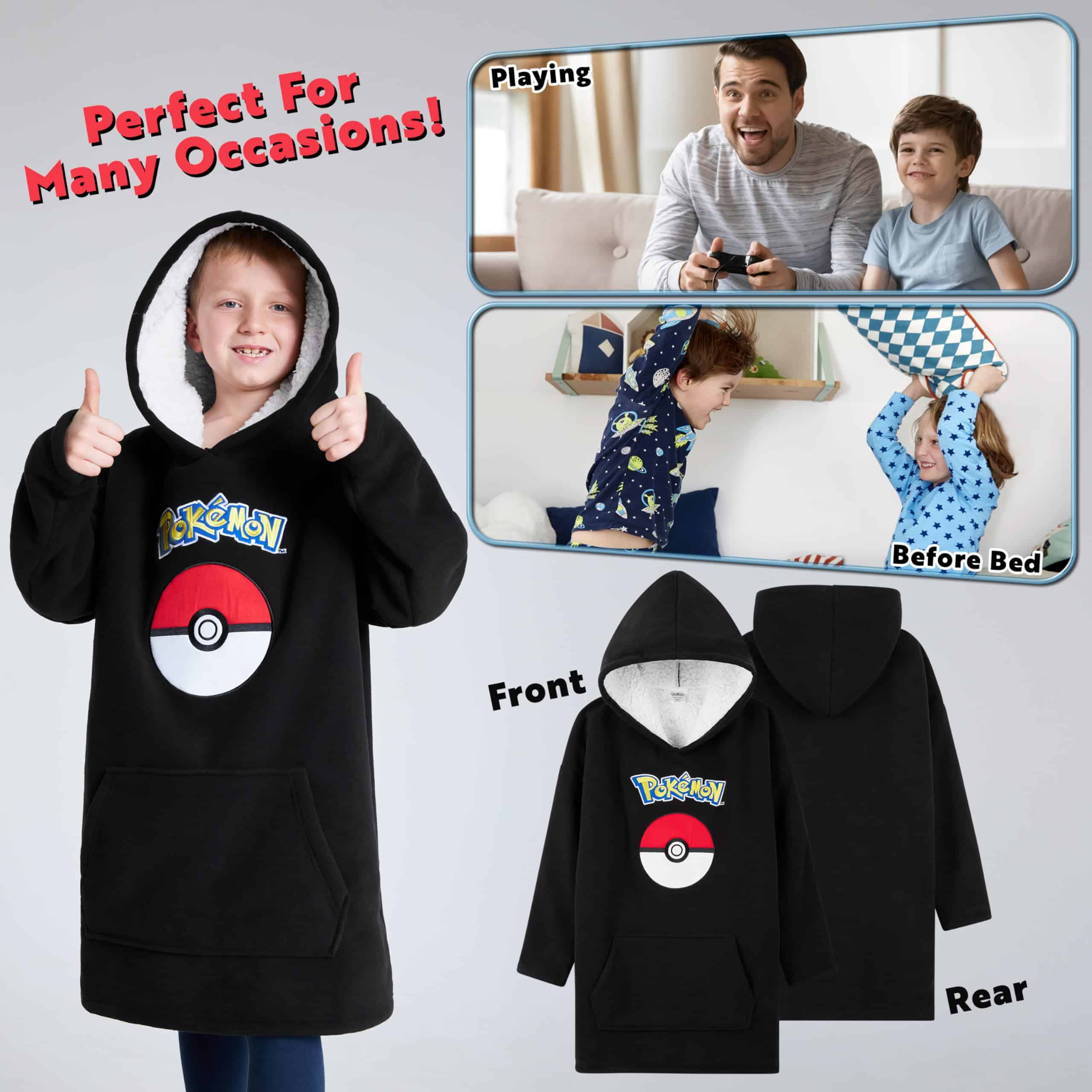 Manta con Capucha de Felpa Pokemon para Niños y - Imagen 4