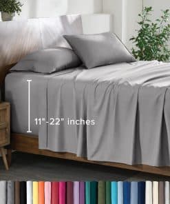 Juego de sábanas Twin XL de Bare Home - Bolsillos profundos