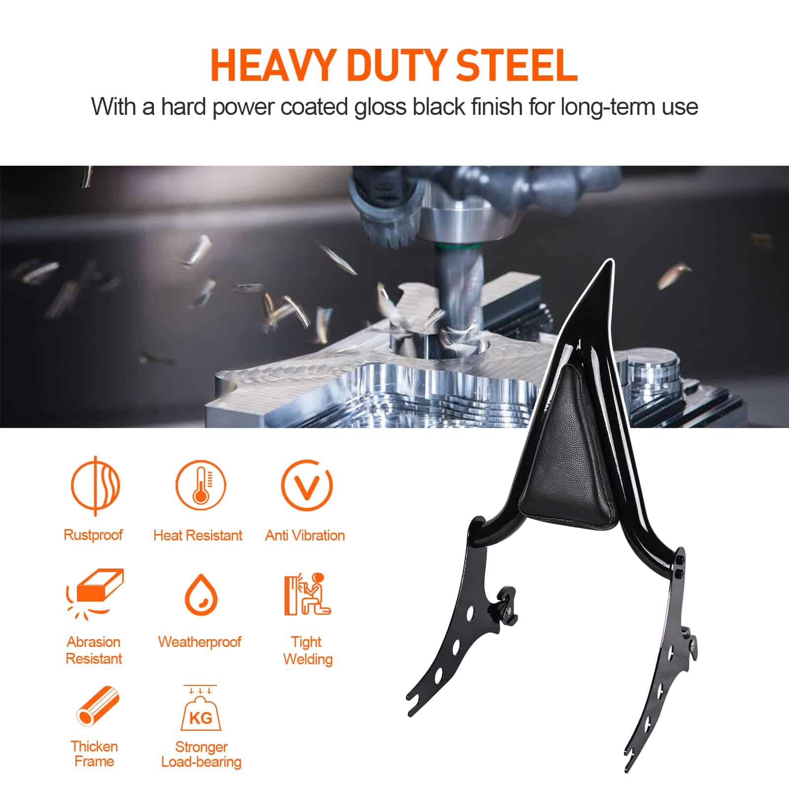 Respaldo del pasajero de la barra de apoyo para motocicleta - Imagen 3