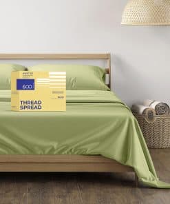 Juego de sábanas 100% algodón egipcio -Verde Salvia