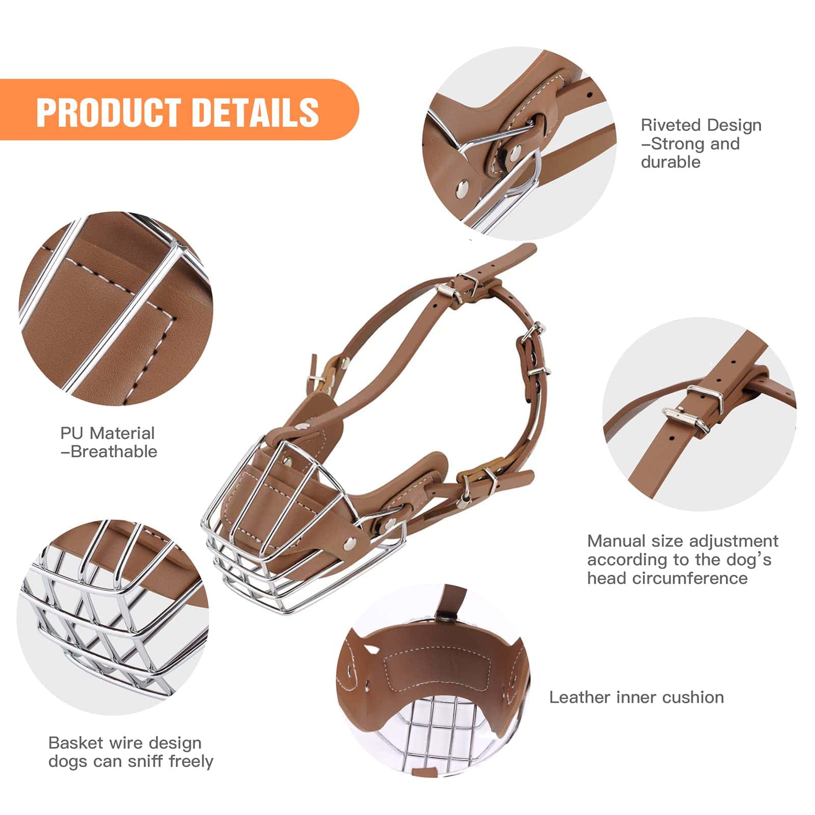 Bozal para Perros, Canasta Metálica Facial para Perros, - Imagen 4