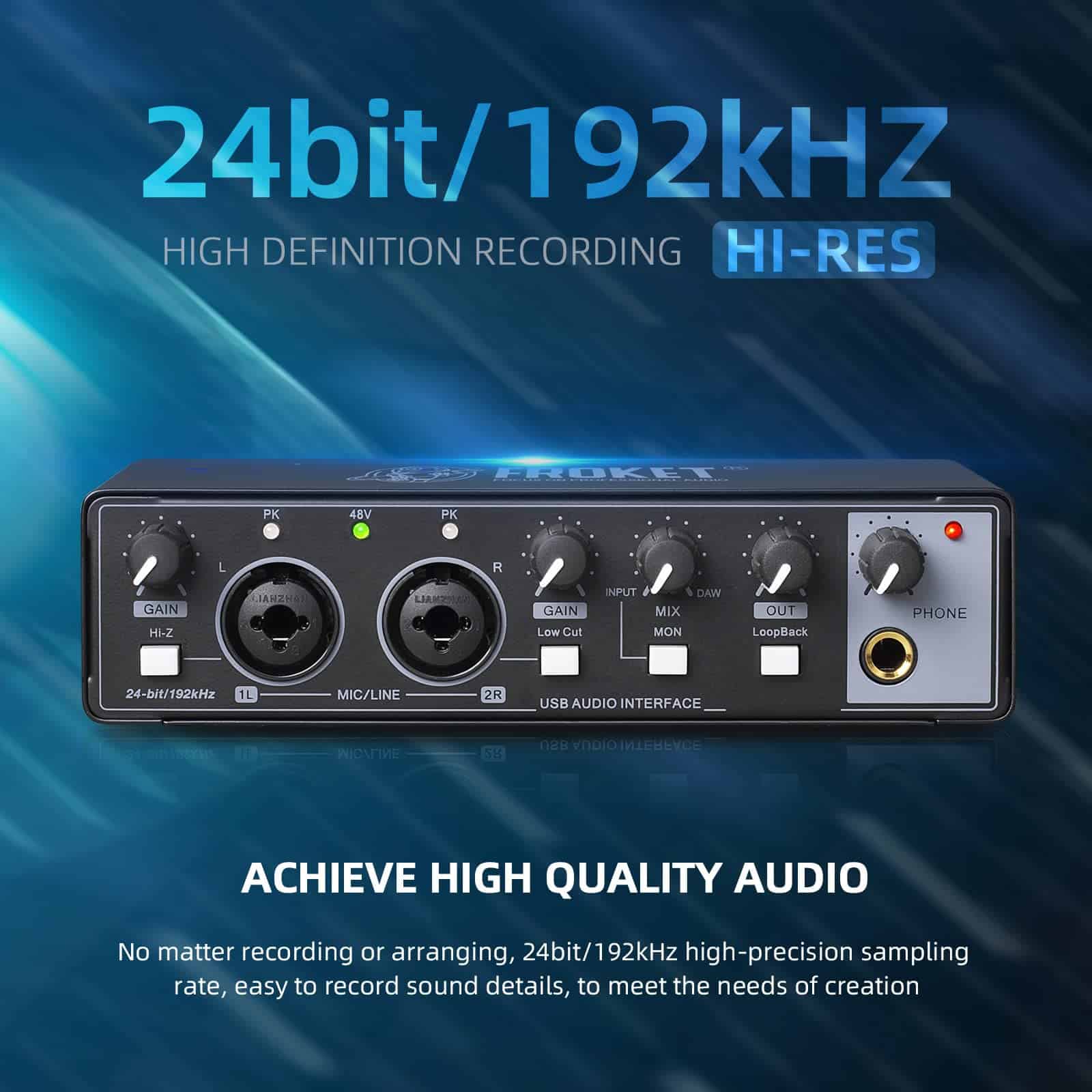 Interfaz de audio USB 24 bits/192 kHz con XLR, Phantom - Imagen 5