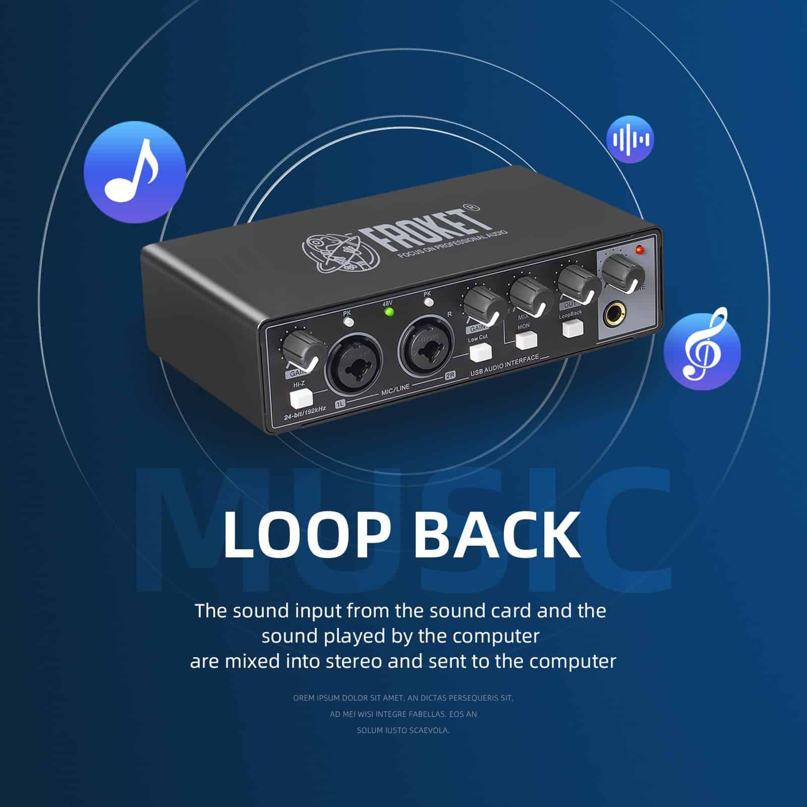 Interfaz de audio USB 24 bits/192 kHz con XLR, Phantom - Imagen 9