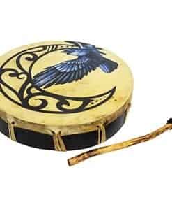 Tambor de Marco Ceremonial - Luna y Cuervo, 12" diámetro,