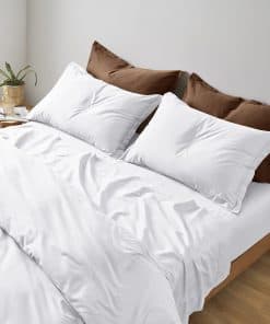 Juego de sábanas de color sólido Eikei Luxury -Blanco