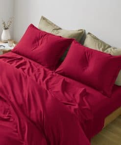 Juego de sábanas de color sólido Eikei Luxury -Rojo Perfecto