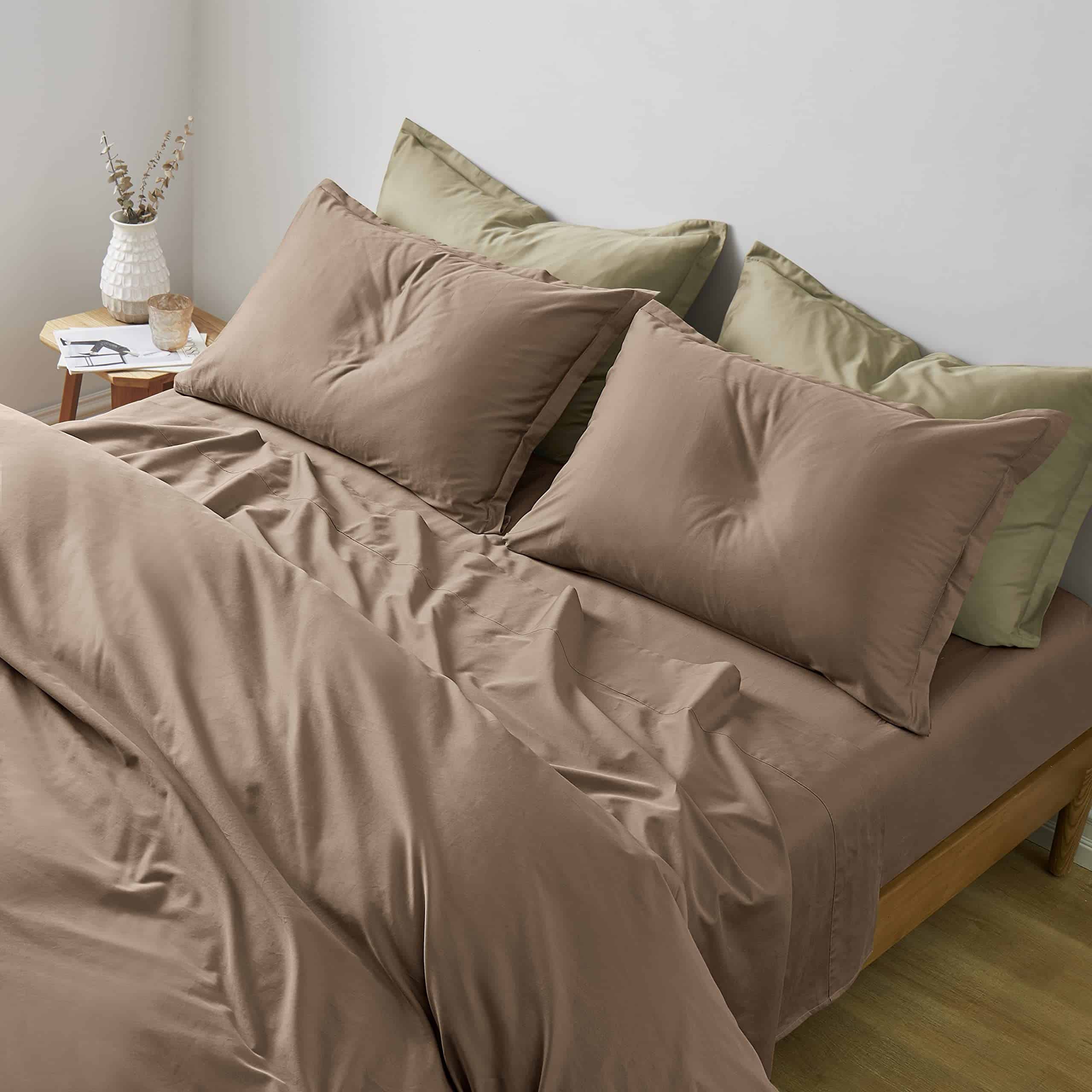 Juego de sábanas de color sólido Eikei Luxury -Mocha